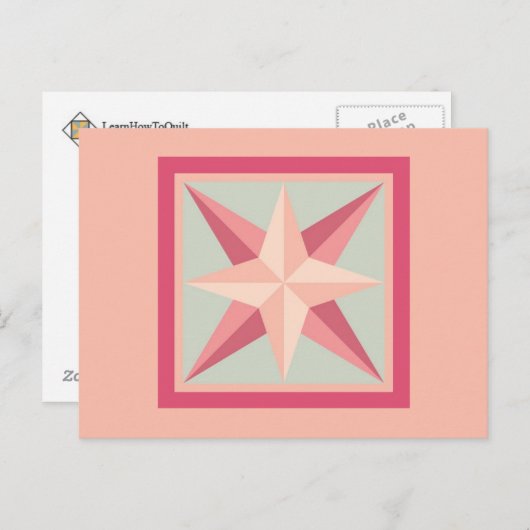 Quilt Postcard - Beveled Star (rosa/grau) Postkarte (Vorne/Hinten)