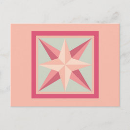 Quilt Postcard - Beveled Star (rosa/grau) Postkarte