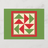 Quilt Postcard - Dutchman's Puzzle (rot/grün) Postkarte (Vorderseite)