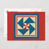 Quilt Postcard - Patriotische Spin (rot) Postkarte (Vorne/Hinten)