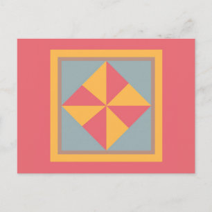 Quilt Postcard - Pinwheel (Gold/Lachs) Postkarte