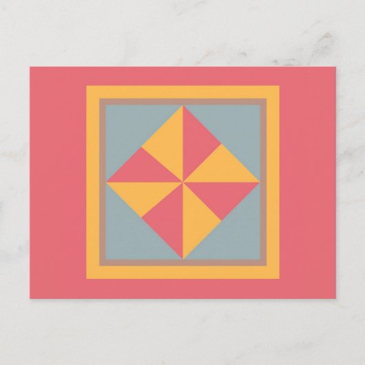 Quilt Postcard - Pinwheel (Gold/Lachs) Postkarte (Vorderseite)