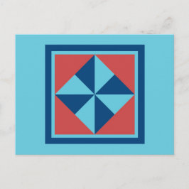 Quilt Postcard - Pinwheel (Marine/rot) Postkarte
