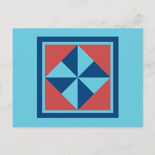Quilt Postcard - Pinwheel (Marine/rot) Postkarte (Vorderseite)