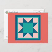 Quilt Postcards - Sägezahnstern (aquamarin/lachsfa Postkarte (Vorne/Hinten)