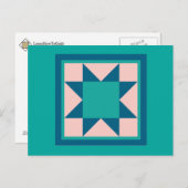 Quilt Postkarten - Sägezahnstern (aquamarin/blau) (Vorne/Hinten)