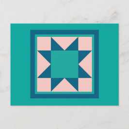 Quilt Postkarten - Sägezahnstern (aquamarin/blau)