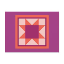 Quilt Postkarten - Sägezahnstern (pink/orange)