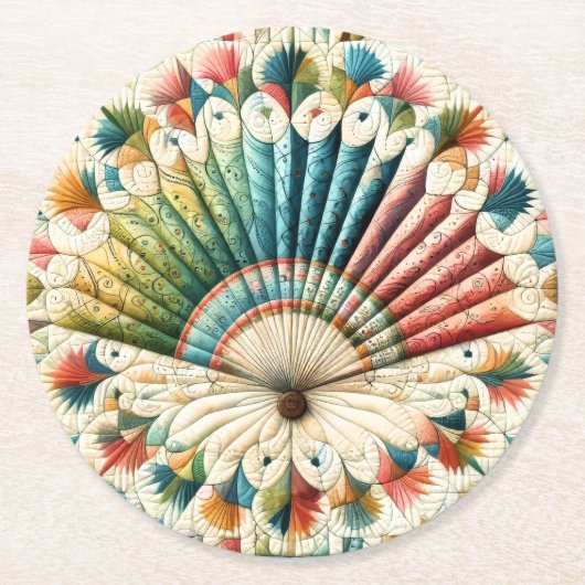 Quilt Runder Pappuntersetzer (Vorderseite)