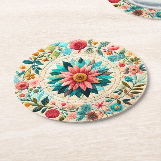 Quilt Runder Pappuntersetzer (Angewinkelt)