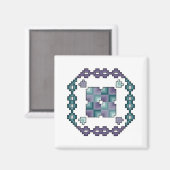 Quilt Square Cross Stitch Magnet (Vorderseite/Rückseite)