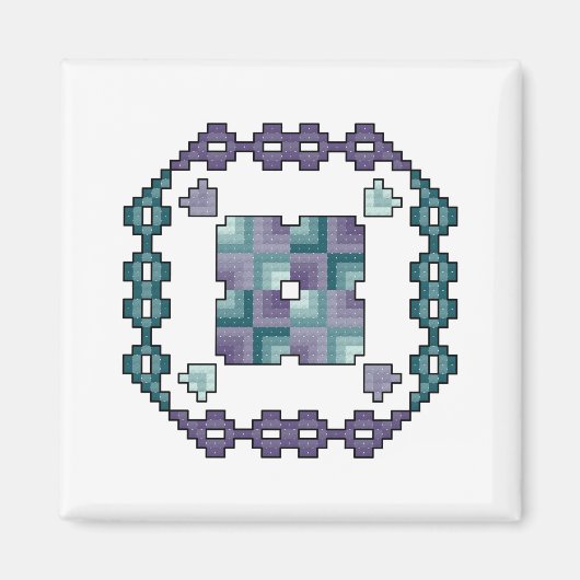 Quilt Square Cross Stitch Magnet (Vorne)