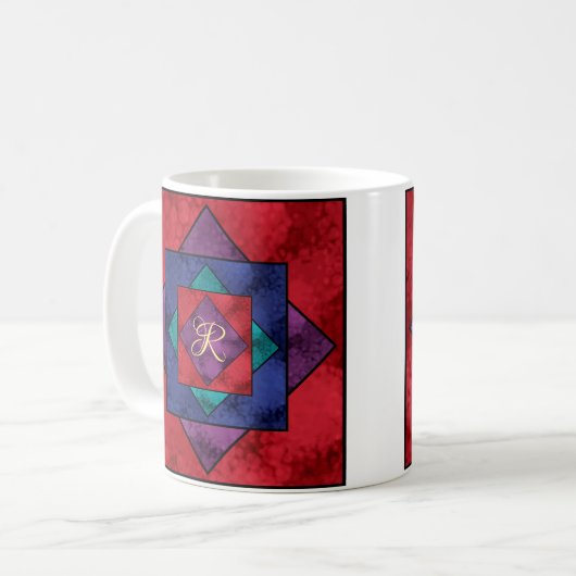 Quilt Square Monogram Kaffeetasse (Vorderseite Links)