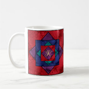 Quilt Square Monogram Kaffeetasse
