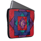 Quilt Square Monogram Laptopschutzhülle (Vorne Rechts)