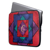 Quilt Square Monogram Laptopschutzhülle (Vorderseite Links)