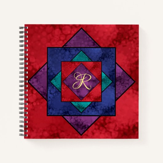Quilt Square Monogram Notizblock (Vorderseite)