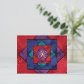Quilt Square Monogram Postkarte (Stehend Vorderseite)