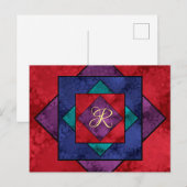 Quilt Square Monogram Postkarte (Vorne/Hinten)