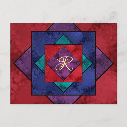 Quilt Square Monogram Postkarte (Vorderseite)