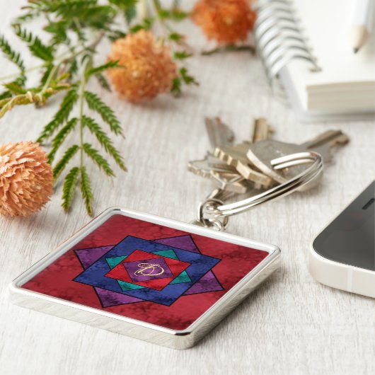 Quilt Square Monogram Schlüsselanhänger (Seite)