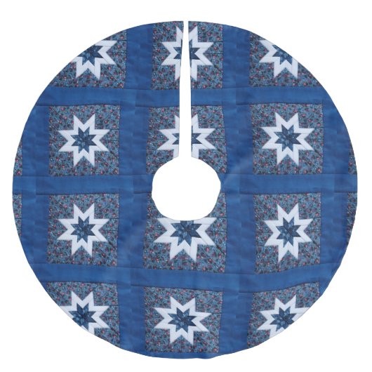 Quilt star blau polyester weihnachtsbaumdecke (Vorderseite)