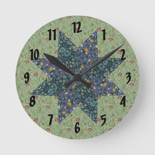 Quilt-Star-Uhr Runde Wanduhr (Vorderseite)