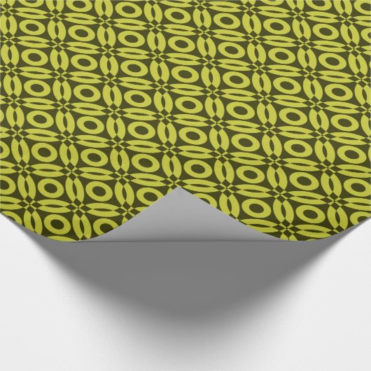 Quilt Style Muster 02 - Banana on Deep Olive Geschenkpapier (Ecke)