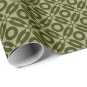 Quilt Style Muster 02 - Dunkles Olive auf Khaki Geschenkpapier (Rolleneckpunkt)