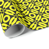 Quilt Style Pattern 02 - Gelb auf schwarz Geschenkpapier (Rolleneckpunkt)