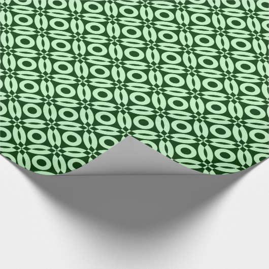 Quilt Style Pattern 02 - Ghost Green auf Dk Green Geschenkpapier (Ecke)