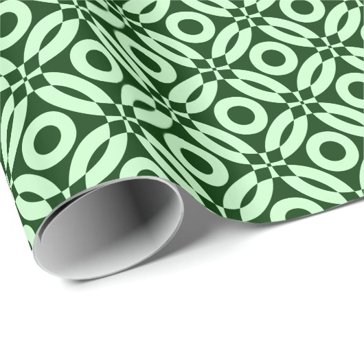 Quilt Style Pattern 02 - Ghost Green auf Dk Green Geschenkpapier (Rolleneckpunkt)