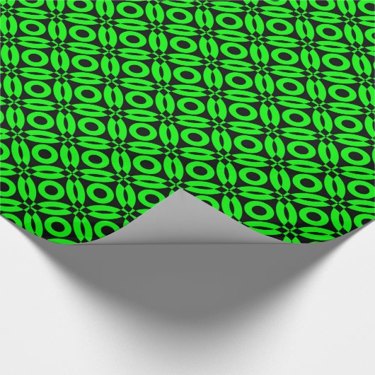 Quilt Style Pattern 02 - Green on Black Geschenkpapier (Ecke)