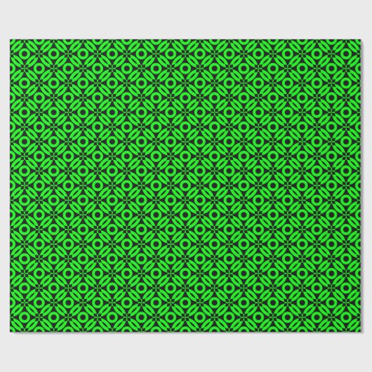 Quilt Style Pattern 02 - Green on Black Geschenkpapier (Flach)
