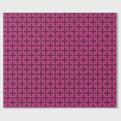 Quilt Style Pattern 02 - Hot Pink auf Schwarz Geschenkpapier (Flach)