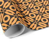 Quilt Style Pattern 02 - Light Orange on Black Geschenkpapier (Rolleneckpunkt)
