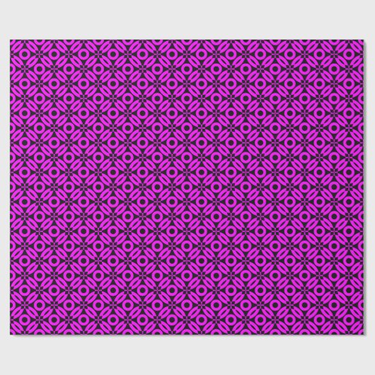 Quilt Style Pattern 02 - Magenta auf schwarz Geschenkpapier (Flach)