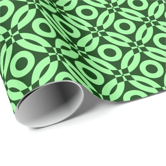 Quilt Style Pattern 02 - Mint Green auf Dk Green Geschenkpapier (Rolleneckpunkt)