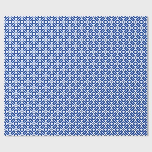 Quilt Style Pattern 02 - Navy Blue on White Geschenkpapier (Flach)