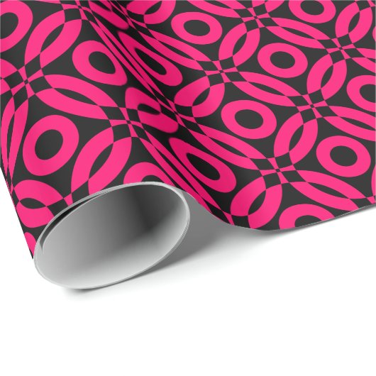 Quilt Style Pattern 02 - Neon Red on Black Geschenkpapier (Rolleneckpunkt)