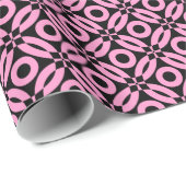 Quilt Style Pattern 02 - Rosa auf Schwarz Geschenkpapier (Rolleneckpunkt)