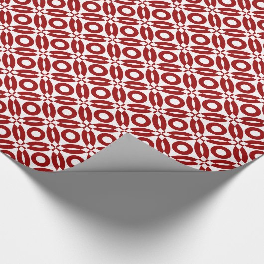 Quilt Style Pattern 02 - Ruby Red on White Geschenkpapier (Ecke)