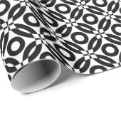 Quilt Style Pattern 02 - Schwarz auf Weiß Geschenkpapier (Rolleneckpunkt)