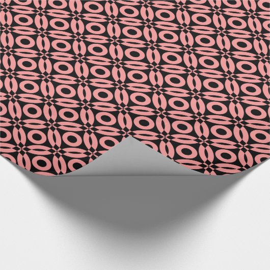 Quilt Style Pattern 02 - Soft Pink auf Schwarz Geschenkpapier (Ecke)