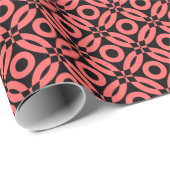 Quilt Style Pattern 02 - Tropisches Pink auf schwa Geschenkpapier (Rolleneckpunkt)