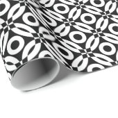 Quilt Style Pattern 02 - Weiß auf Schwarz Geschenkpapier (Rolleneckpunkt)