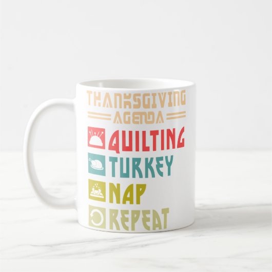 Quilt Turkey Nap Repeat Funny Quilting Thanksgivin Kaffeetasse (Links)