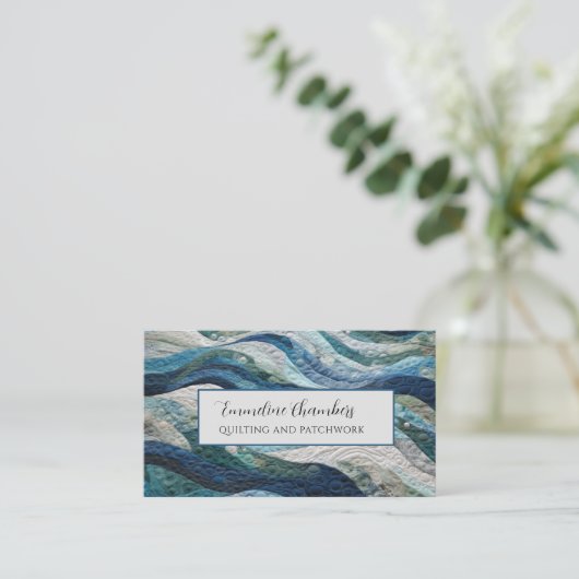 Quilt- und Patchwork-Design Visitenkarte (Stehend Vorderseite)