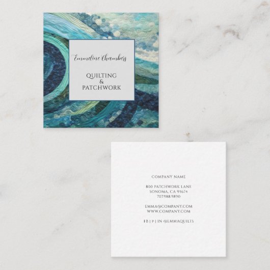 Quilt- und Patchwork-Designer Quadratische Visitenkarte (Vorne/Hinten)