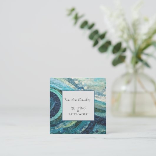 Quilt- und Patchwork-Designer Quadratische Visitenkarte (Stehend Vorderseite)